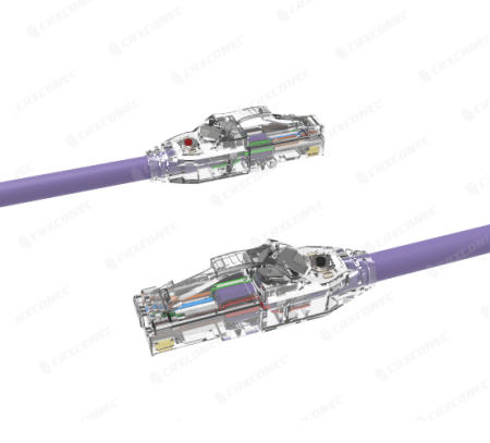Cable de conexión de parche de cobre LSZH UTP Cat.6 de 24 AWG con seguimiento LED de 2M de color morado - Cable de conexión UL Listed LED Traza Cat.6 UTP 24AWG.